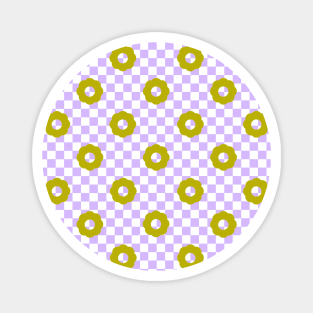 Checkers and Daisies (lilac-puce) Magnet